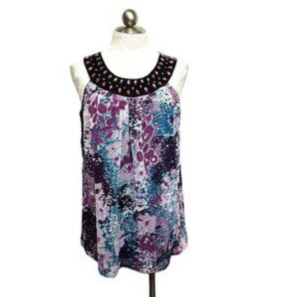 Fashion Bug Purple and Blue Floral Tank Top